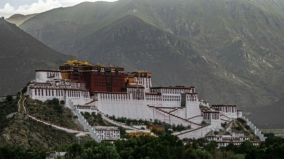 The Potala Palace against the mountains in Lhasa